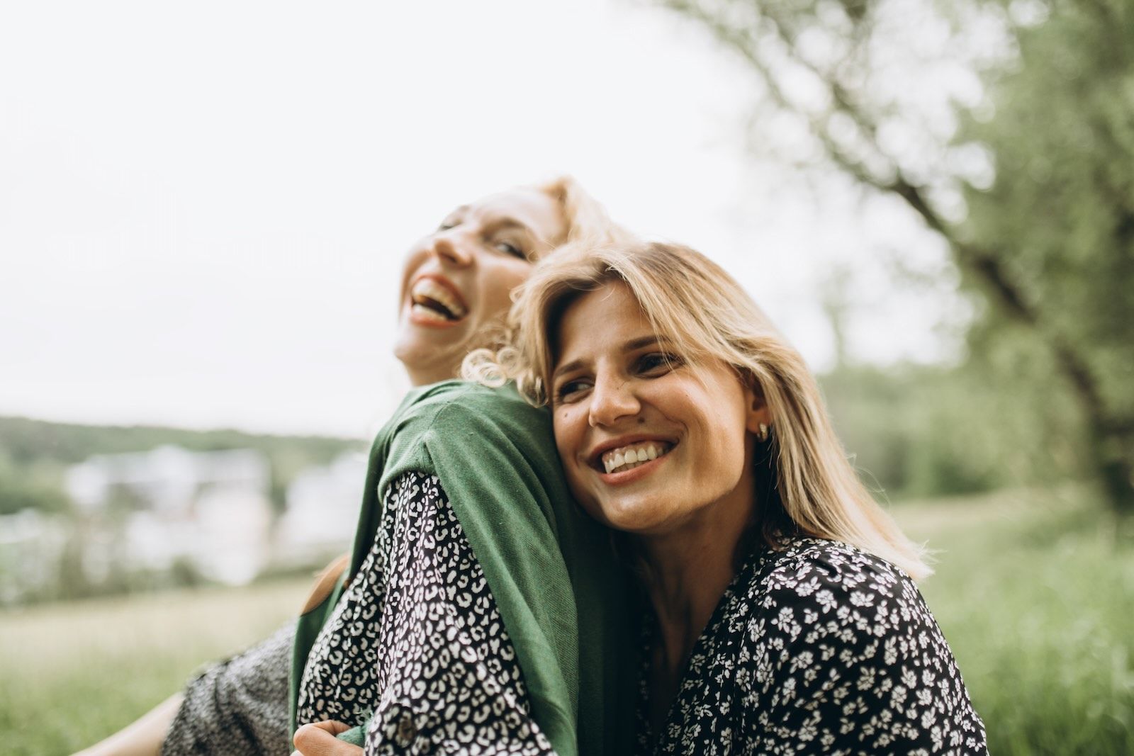 Two women laughing together